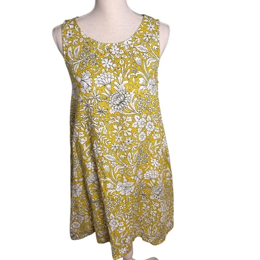 Rachel Ashwell shabby chic Linen White Yellow Floral Sleeveless Mini Sundress